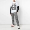 Off-White x MCA Crossover Jerset de cuello redondo con estampado de la Mona Lisa, manga corta y corte ajustado, color blanco