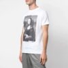 Off-White x MCA Crossover Jerset de cuello redondo con estampado de la Mona Lisa, manga corta y corte ajustado, color blanco
