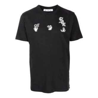 Off-White x New Era x MLB Crossover SS22 Camiseta de manga corta con estampado de logotipo, versión estándar, negro