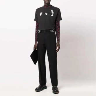 Off-White x New Era x MLB Crossover SS22 Camiseta de manga corta con estampado de logotipo, versión estándar, negro