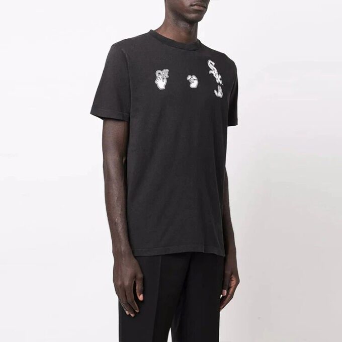 Off-White x New Era x MLB Crossover SS22 Camiseta de manga corta con estampado de logotipo, versión estándar, negro