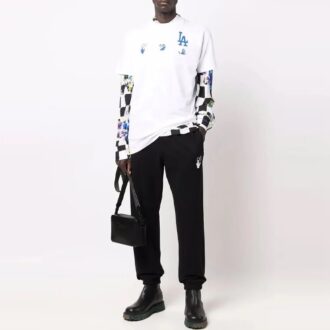 Off-White x New Era x MLB Crossover SS22 Camiseta de manga corta con estampado del logotipo de los LA Dodgers, versión estándar, blanco