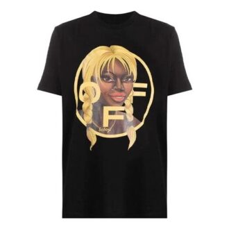 Off-White x Theophilus London Camiseta casual de cuello redondo y pantalones cortos con estampado cruzado, color negro