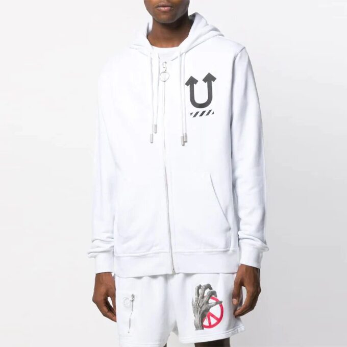 Off-White x UNDERCOVER Crossover con estampado de logotipo a doble cara, blanco
