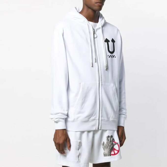 Off-White x UNDERCOVER Crossover con estampado de logotipo a doble cara, blanco