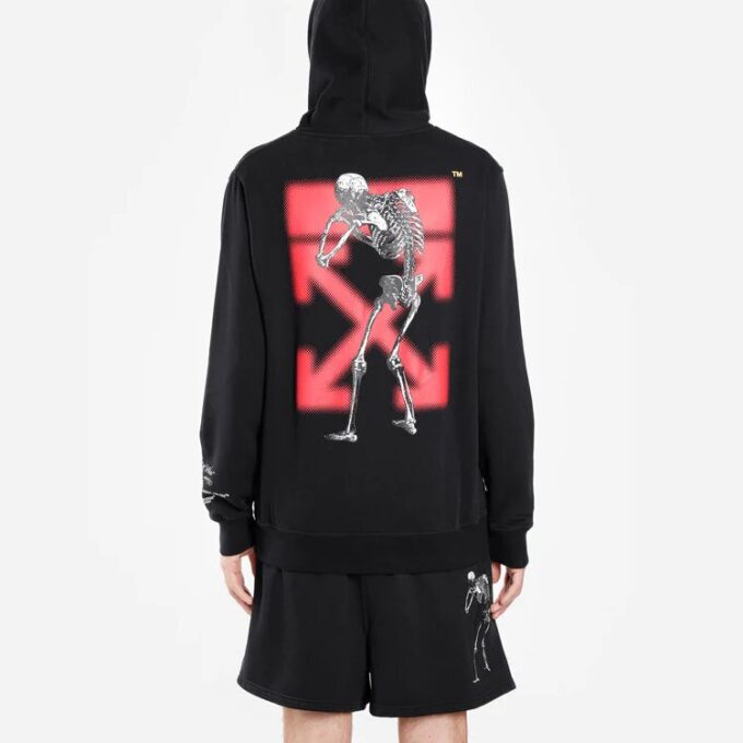 Off-White x UNDERCOVER Sudadera con capucha de manga larga y estampado esquelético negro