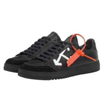 OFF- Zapatillas bajas de cuero de la temporada anterior «Negro»