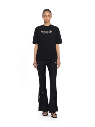 Pantalones acampanados con cinturón y bolsillos
