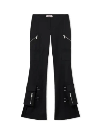 Pantalones acampanados con cinturón y bolsillos