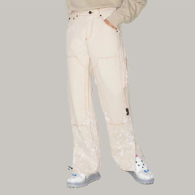 Pantalones blancos holgados retro para hombre Off-White x Browns 50 Carpenter