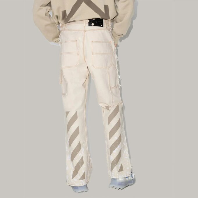 Pantalones blancos holgados retro para hombre Off-White x Browns 50 Carpenter