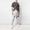 Pantalones cargo con estampado de logotipo. Pantalones casuales funcionales. Gris claro