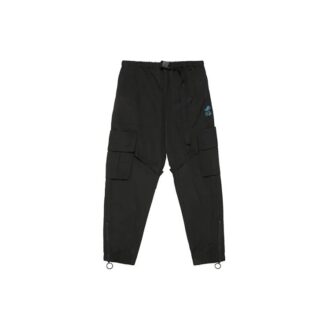 Pantalones cargo con estampado de logotipo. Pantalones casuales funcionales. Negro