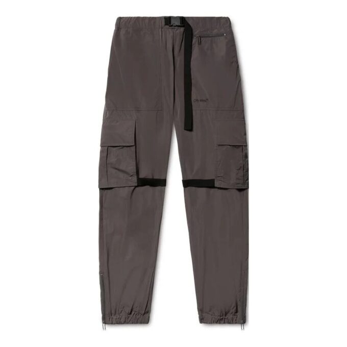 Pantalones cargo de poliéster con rayas diagonales «Gris oscuro»