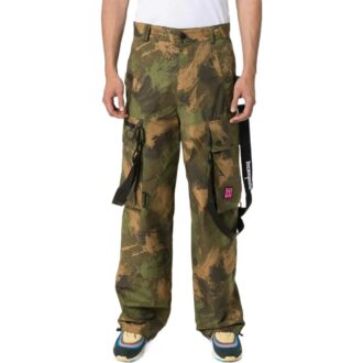 Pantalones cargo informales estampados Off-White para hombre, temporada primavera-verano 2022, corte holgado, color verde
