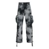 Pantalones cargo informales Off-White para hombre FW22 con estampado tie-dye y bolsillos 3D, color negro
