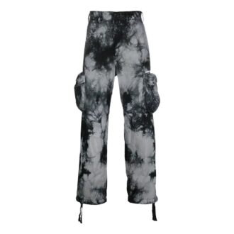 Pantalones cargo informales Off-White para hombre FW22 con estampado tie-dye y bolsillos 3D, color negro