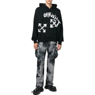Pantalones cargo informales Off-White para hombre FW22 con estampado tie-dye y bolsillos 3D, color negro