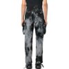 Pantalones cargo informales Off-White para hombre FW22 con estampado tie-dye y bolsillos 3D, color negro
