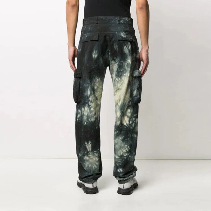 Pantalones cargo informales para hombre Off-White con estampado tie-dye y logotipo, corte holgado, negros