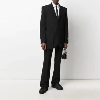 Pantalones casuales de corte holgado a juego de la colección SS21, color liso, negro