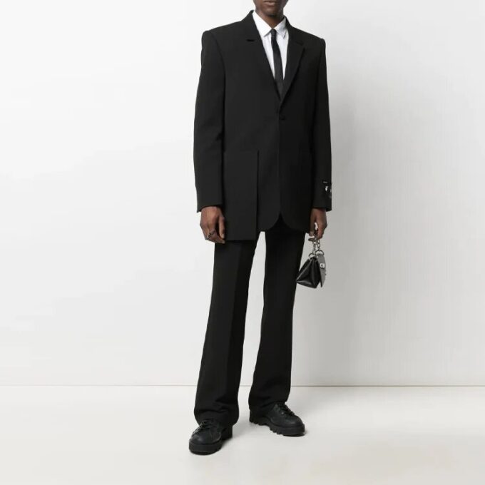 Pantalones casuales de corte holgado a juego de la colección SS21, color liso, negro