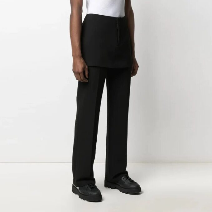 Pantalones casuales de corte holgado a juego de la colección SS21, color liso, negro