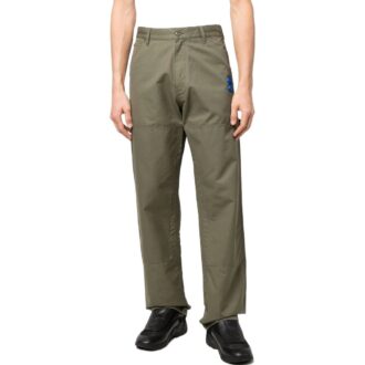 Pantalones casuales rectos de cargo con estampado de logotipo para hombre de Off-White, color verde militar