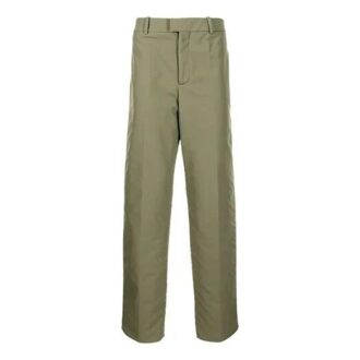 Pantalones casuales rectos de color liso para hombre Off-White, corte holgado, verde