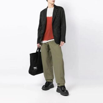 Pantalones casuales rectos de color liso para hombre Off-White, corte holgado, verde