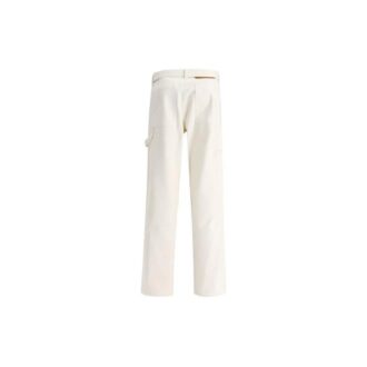 Pantalones casuales rectos de color liso para hombre Off-White SS22, blancos