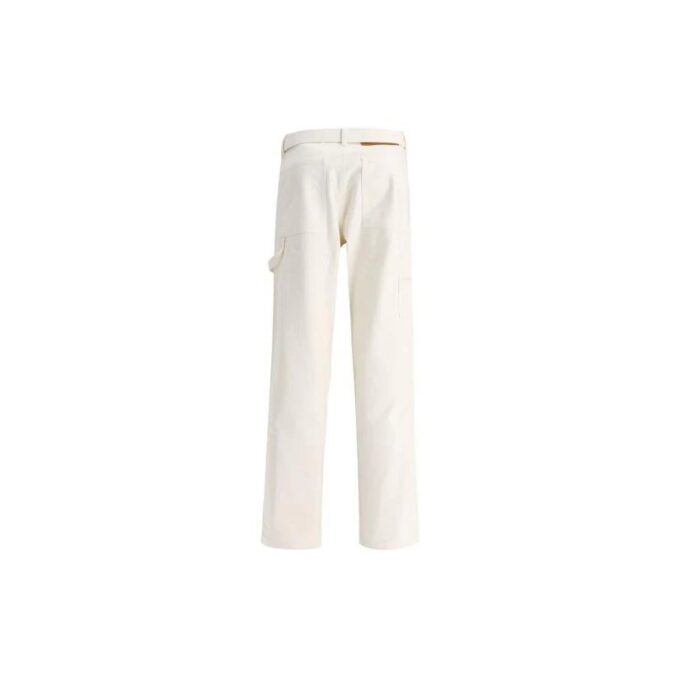 Pantalones casuales rectos de color liso para hombre Off-White SS22, blancos