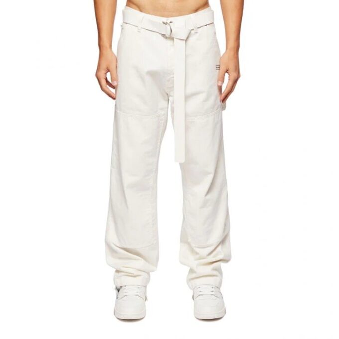 Pantalones casuales rectos de color liso para hombre Off-White SS22, blancos
