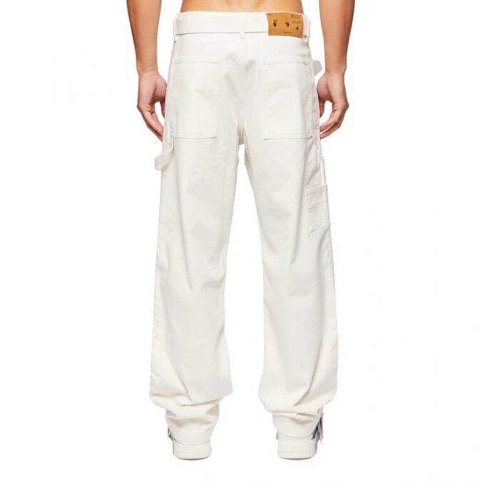 Pantalones casuales rectos de color liso para hombre Off-White SS22, blancos