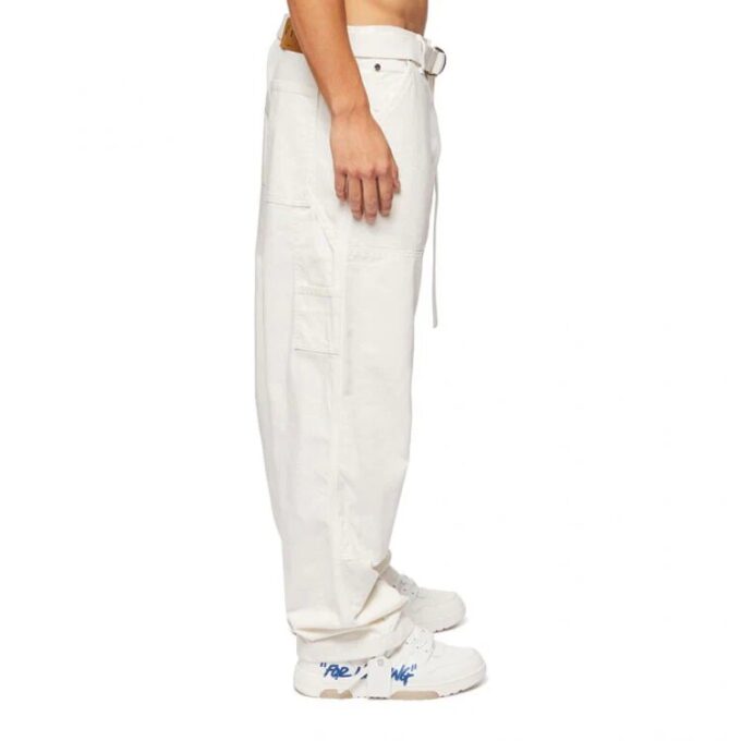 Pantalones casuales rectos de color liso para hombre Off-White SS22, blancos