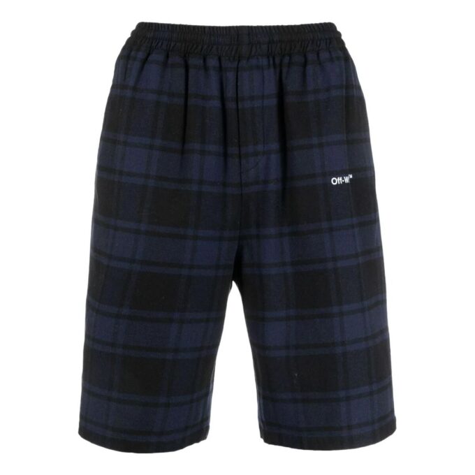 Pantalones Cortos a cuadros con estampado de flechas SS22, azul