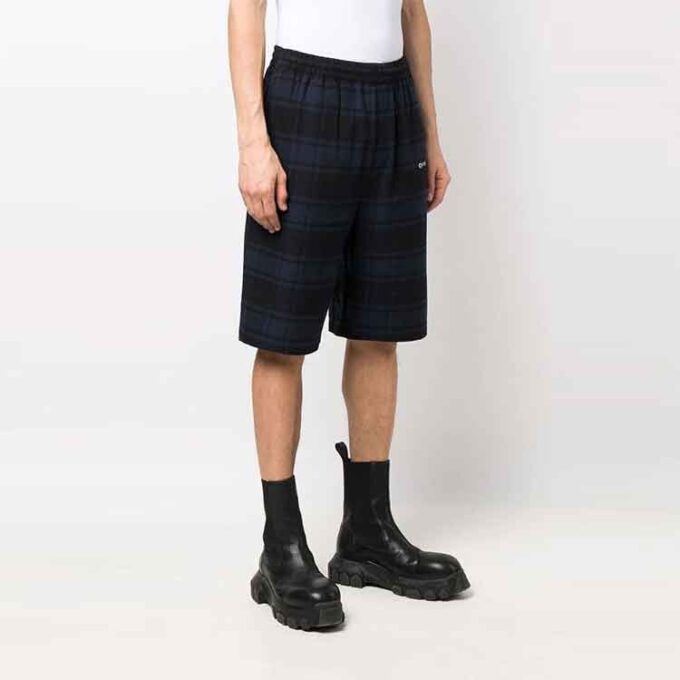 Pantalones Cortos a cuadros con estampado de flechas SS22, azul