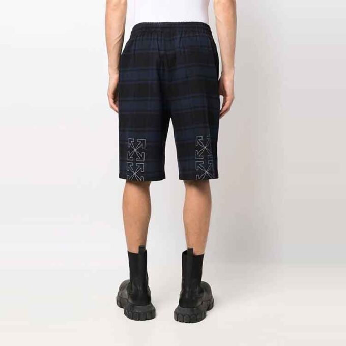 Pantalones Cortos a cuadros con estampado de flechas SS22, azul