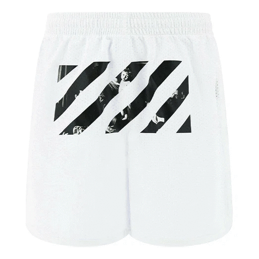 Pantalones Cortos blancos de corte holgado con bolsillo y estampado de rayas con logotipo