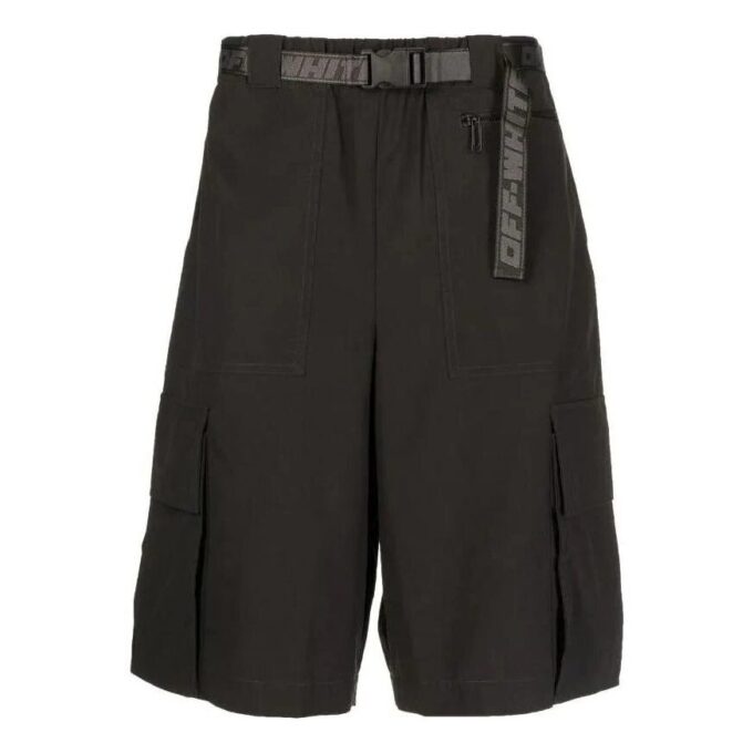 Pantalones Cortos casuales con cinturón de color liso SS22, negros