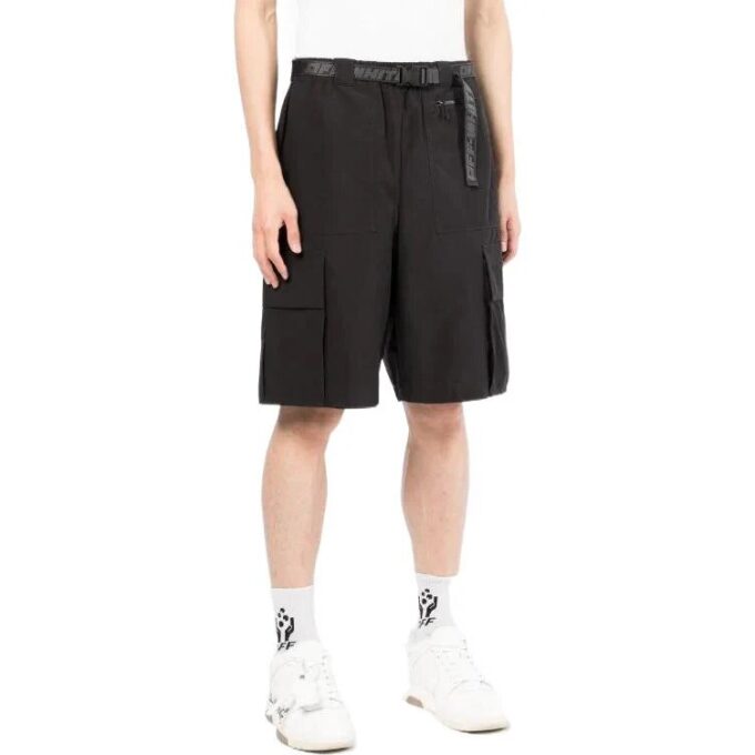 Pantalones Cortos casuales con cinturón de color liso SS22, negros