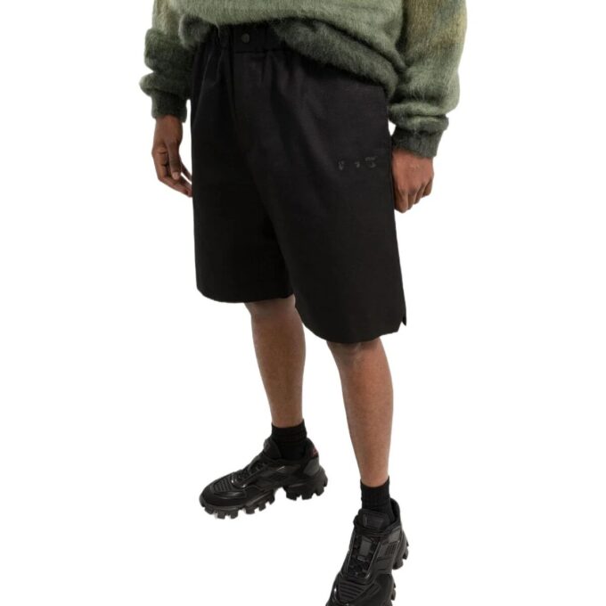 Pantalones Cortos casuales rectos de color liso Off-White para hombre FW22, corte holgado, negros