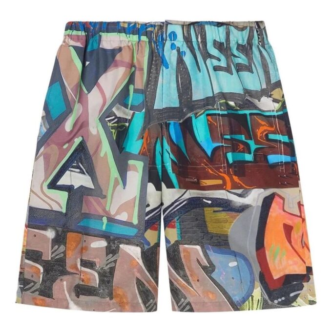 Pantalones Cortos con estampado completo de grafitis de la colección primavera-verano 2022, versión estándar, multicolor