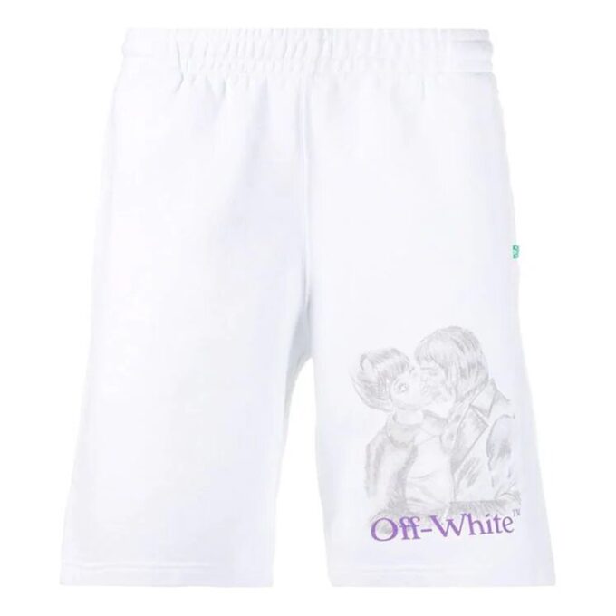 Pantalones Cortos con estampado de retratos, blancos