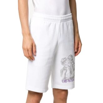 Pantalones Cortos con estampado de retratos, blancos