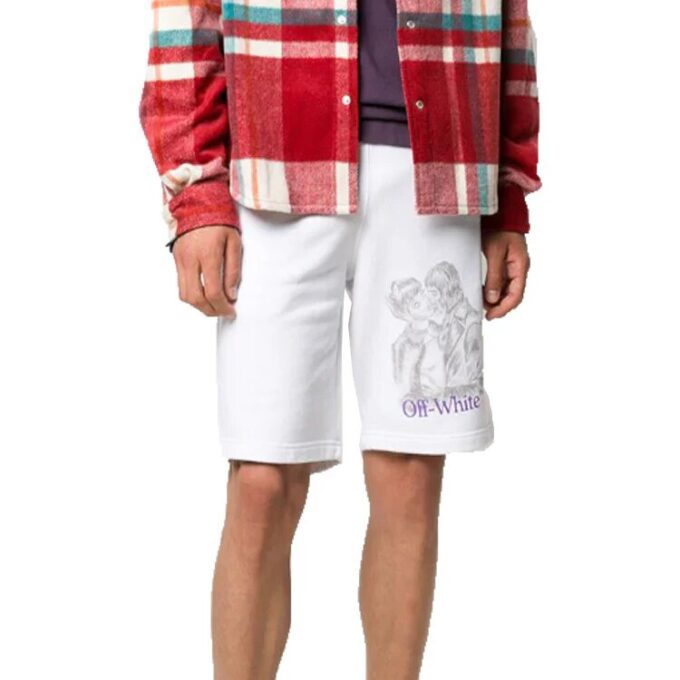 Pantalones Cortos con estampado de retratos, blancos
