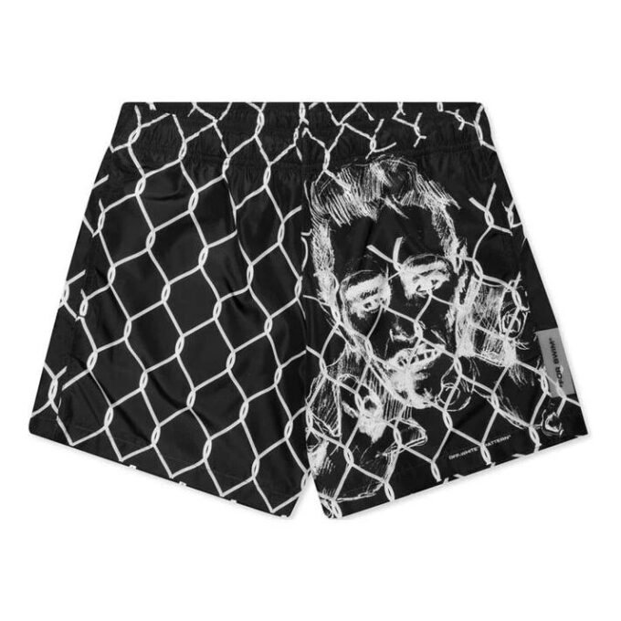 Pantalones Cortos con estampado de retratos, negro y blanco