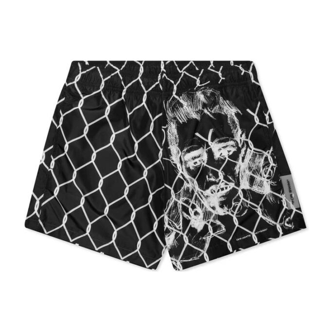 Pantalones Cortos con estampado de retratos, negro y blanco