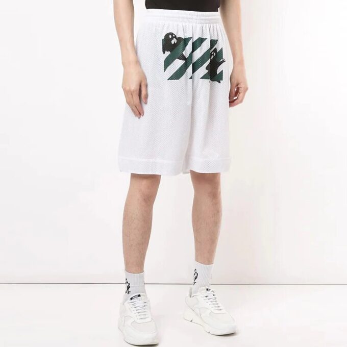 Pantalones Cortos con estampado y diseño calado, blancos