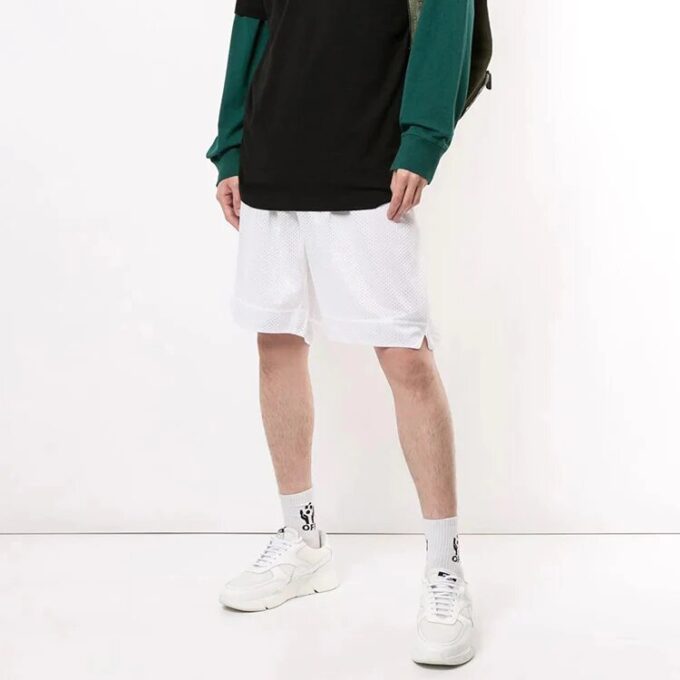 Pantalones Cortos con estampado y diseño calado, blancos